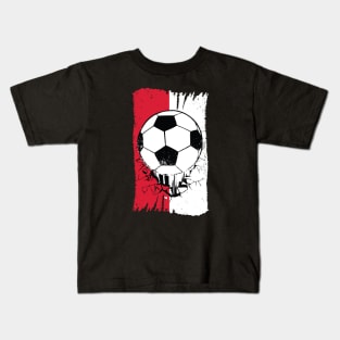 Vintage Polish Flag with Football // Poland Soccer Grunge Polska Flag Kids T-Shirt